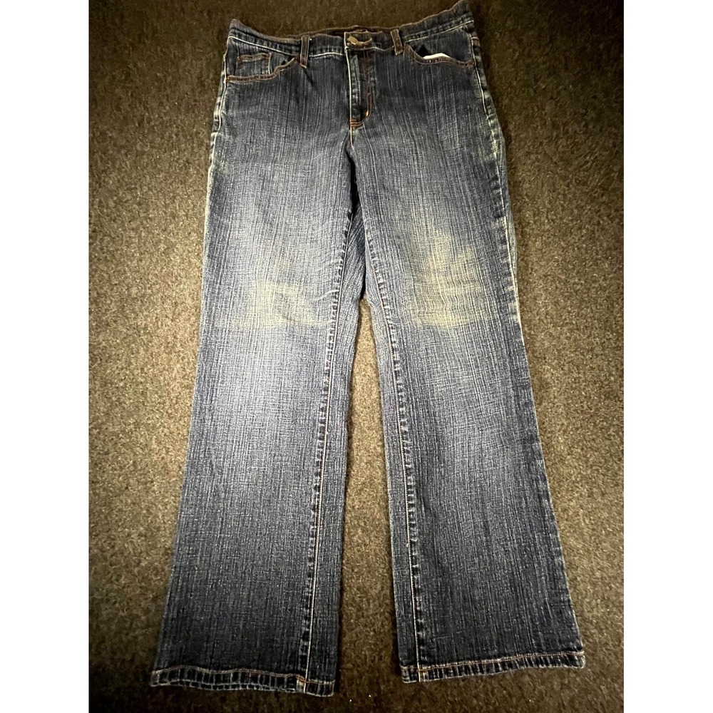 Venezia Bootcut Jeans Womens 14 Average Blue Low Rise Cotton Stretch Dark Wash